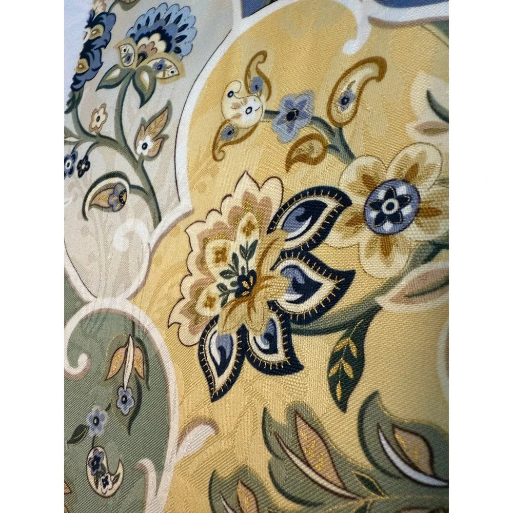 Lot of 2 floral brocade gold tone print design fabrics 24